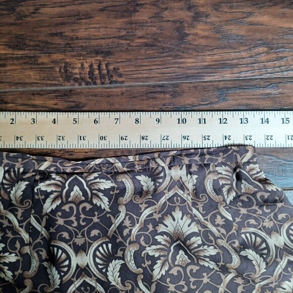 Talbots Midi Skirt Womens 6 P Brown Y2K Silk Fairycore Grunge Geometric - Picture 7 of 9
